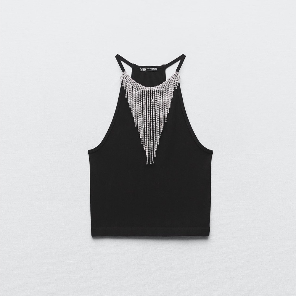 ZARA SEAMLESS JEWEL HALTER TOP
